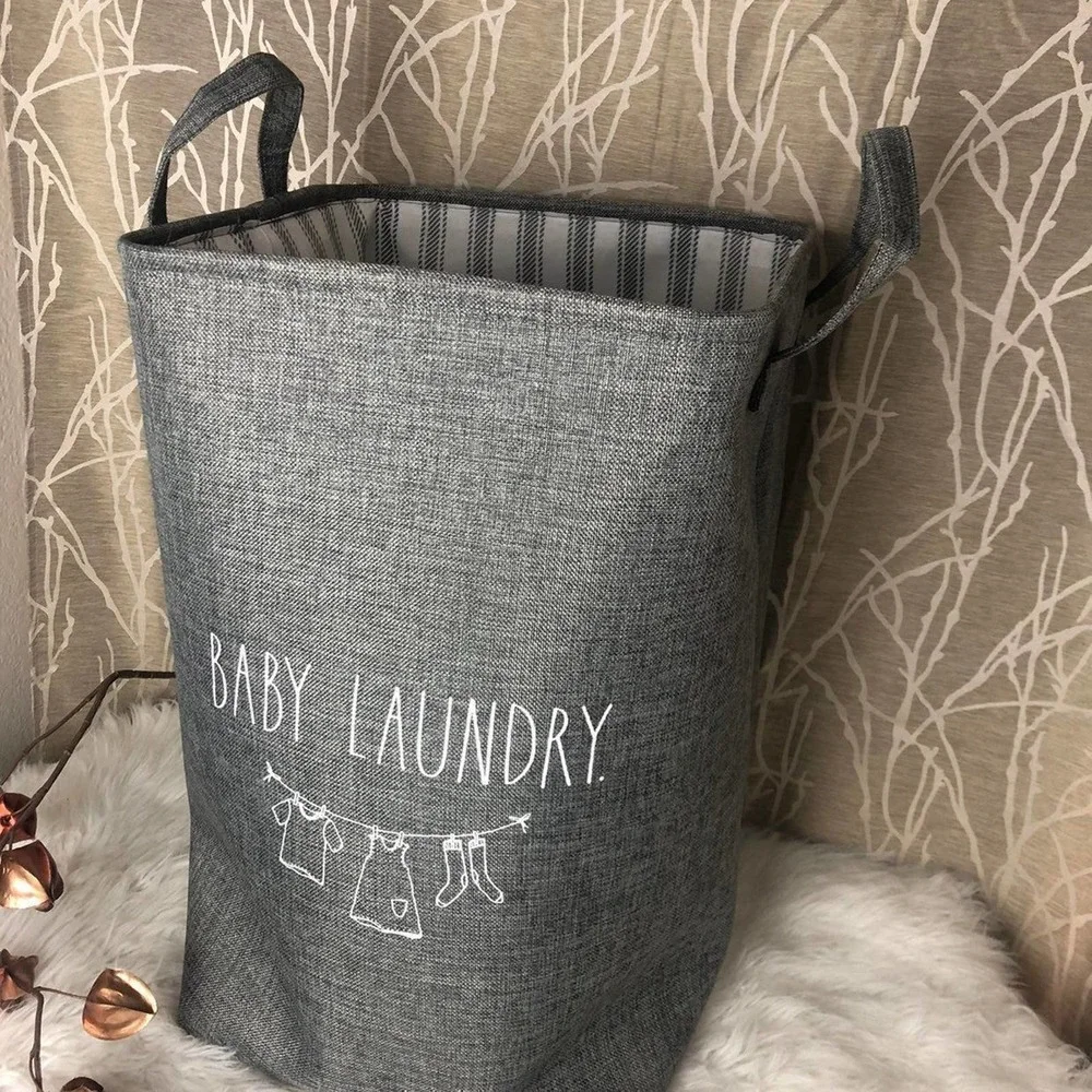 RAE DUNN FARMHOUSE HOME DECOR BUNDLE BABY MOM LAUNDRY BASKET HOME NURSERY RD HTF - Picture 4 of 8